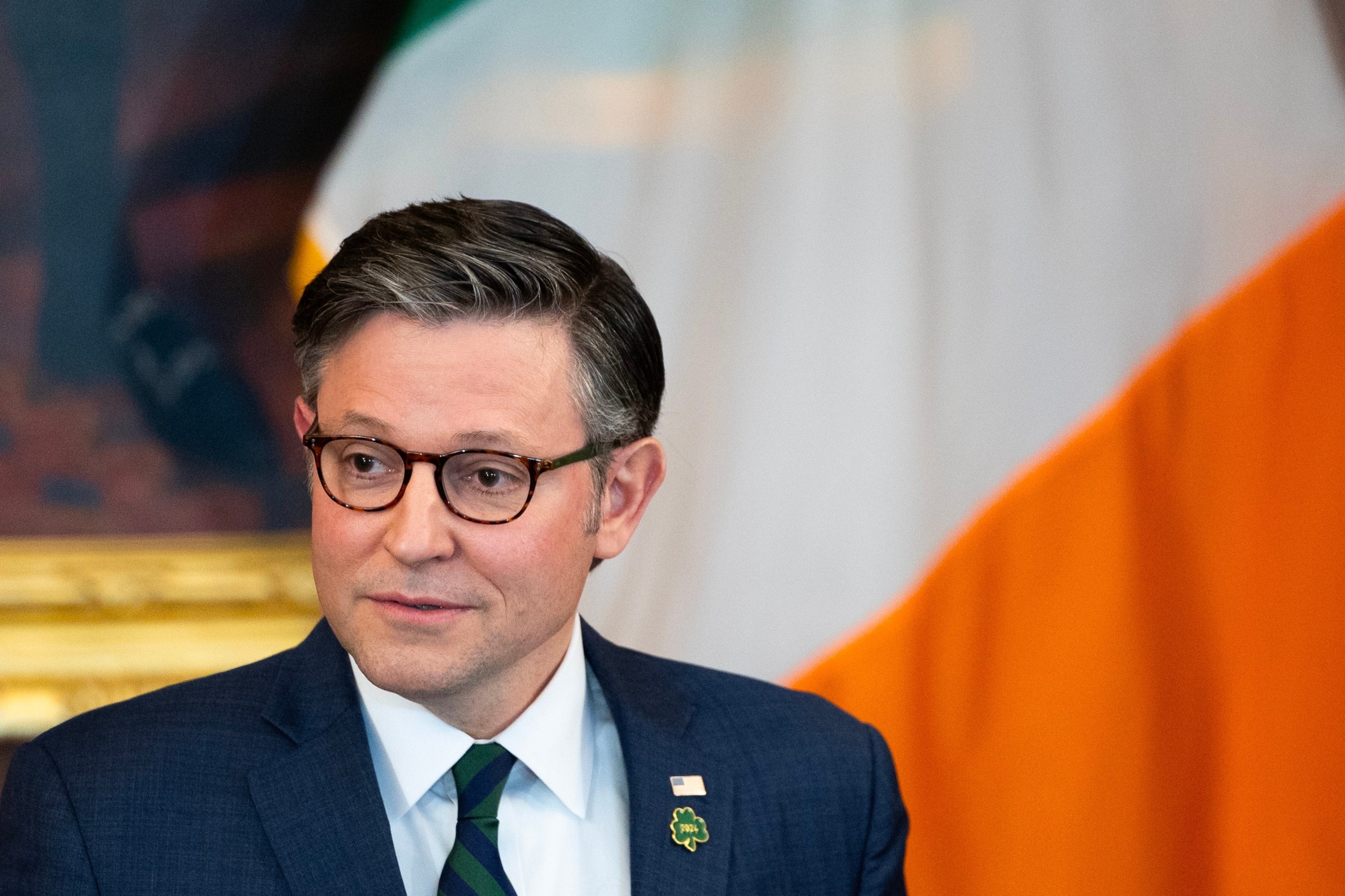 PHOTO: U.S. House Speaker Mike Johnson speaks during The Friends Of Ireland Speaker Luncheon on March 15, 2023 in Washington, DC.