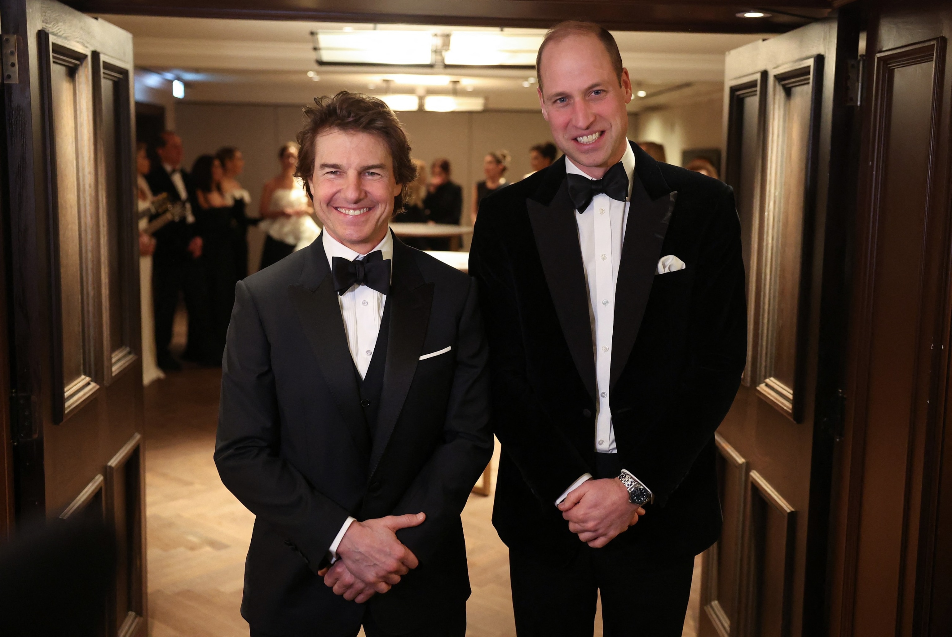 PHOTO: Prince William poses for a photo with Tom Cruise at the London Air Ambulance Charity Gala Dinner in London, Feb. 7, 2024. 